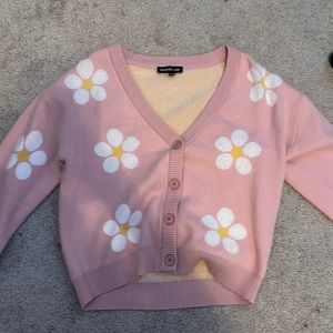 EverRow pink, white, yellow, and crème sweater. V neck, long sleeve. Never worn.